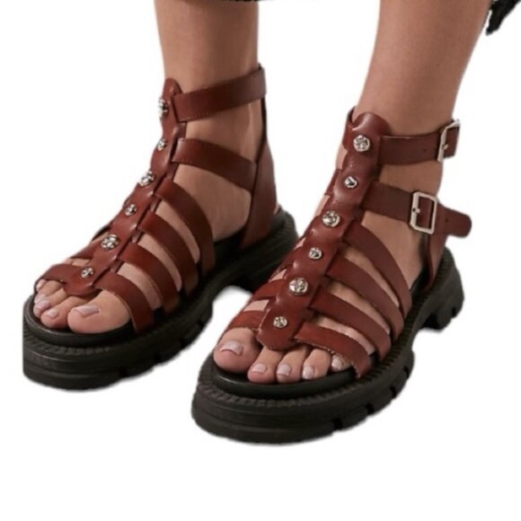Free People Shoes - Free People Hadley Hammered Stud Gladiator Sandals